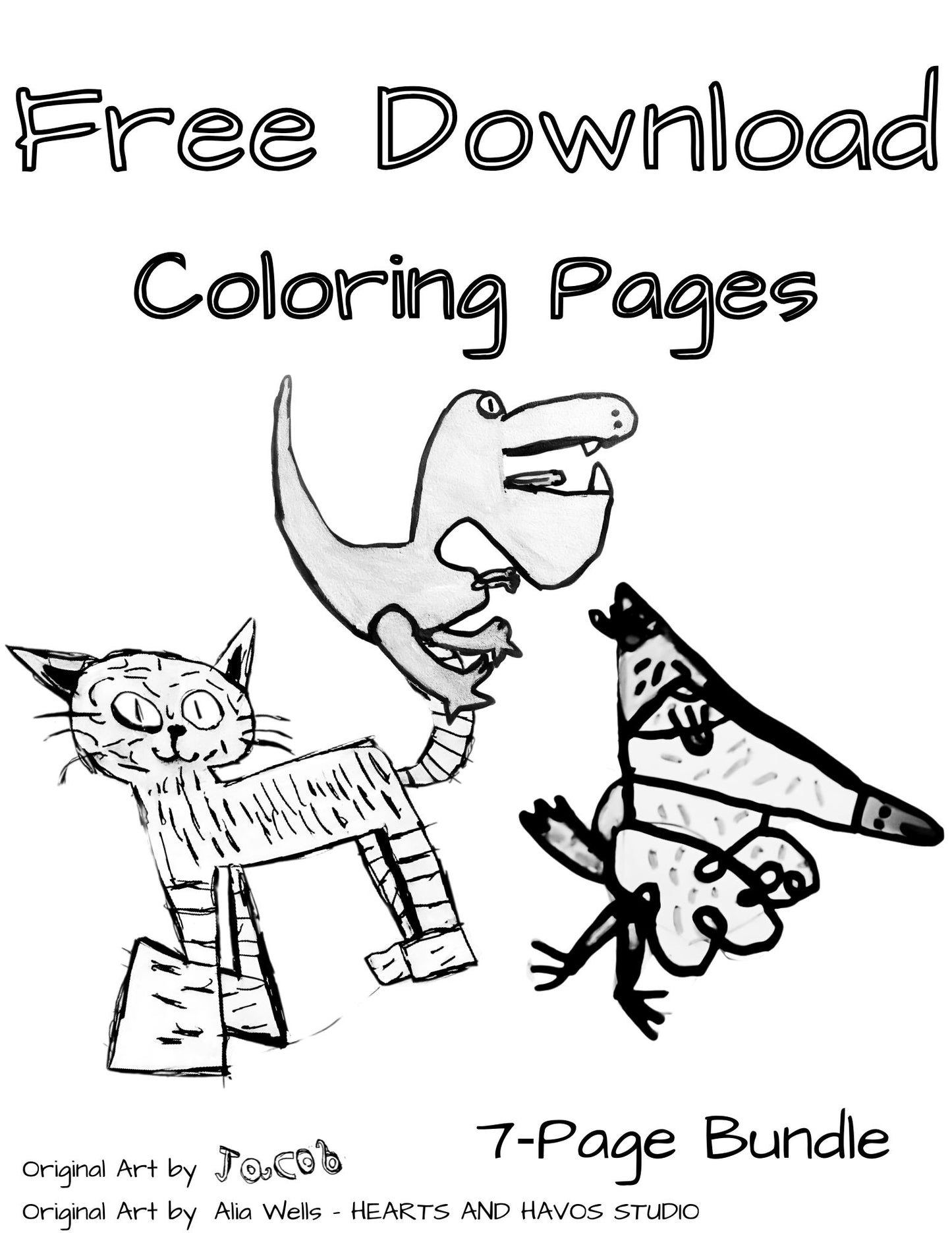 Free 7-Page Family Art Coloring Bundle – Original Art Download