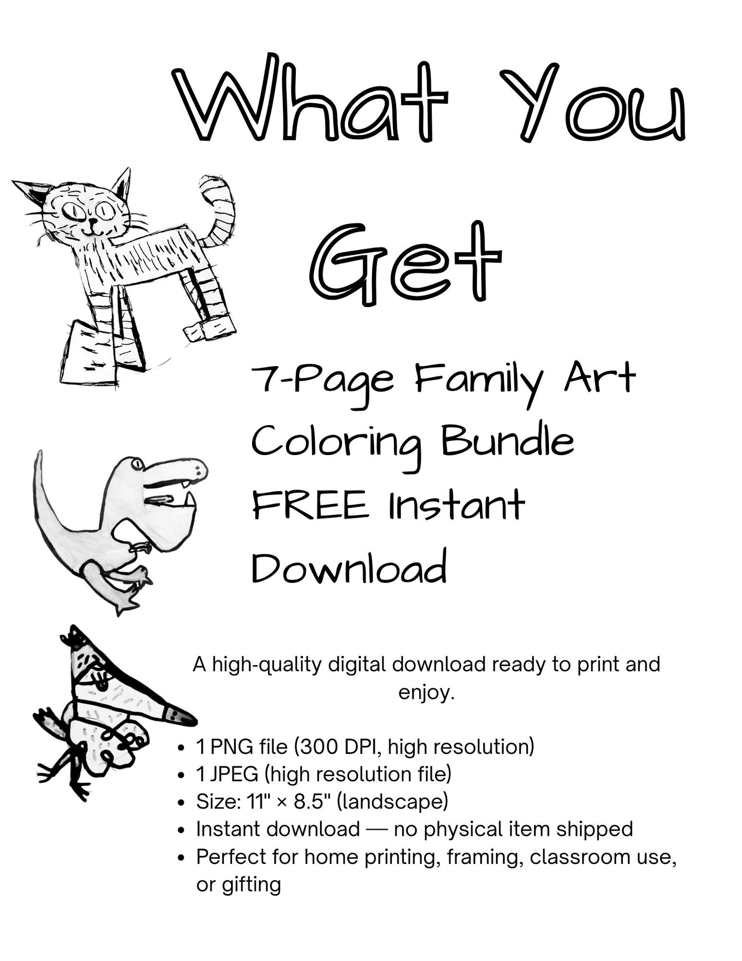 Free 7-Page Family Art Coloring Bundle – Original Art Download
