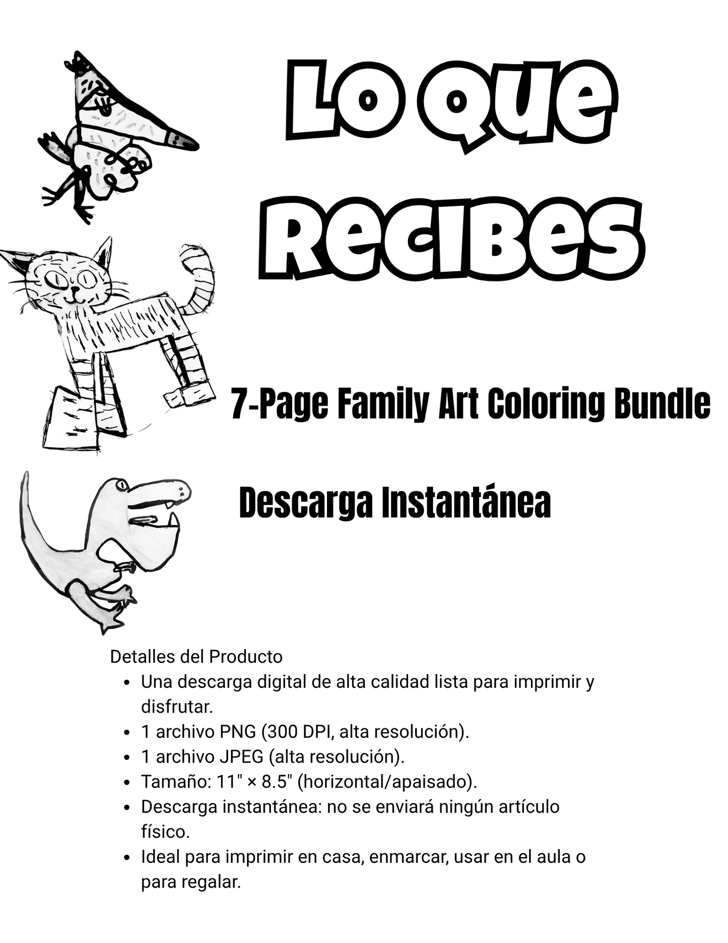 Pack de 7 Páginas de Coloreado Artístico – Descarga Gratis (Arte Original)
