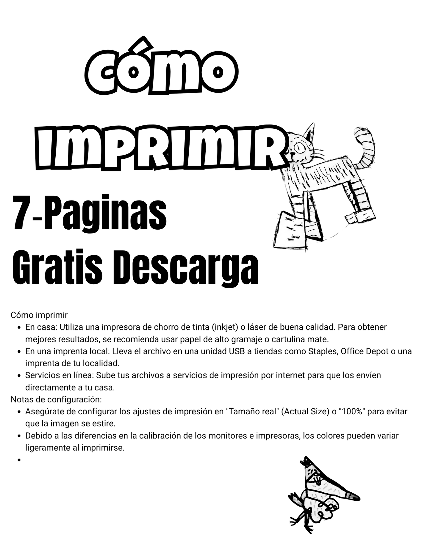 Pack de 7 Páginas de Coloreado Artístico – Descarga Gratis (Arte Original)